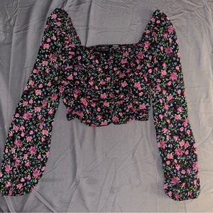 Bershka floral long sleeve top size Small
